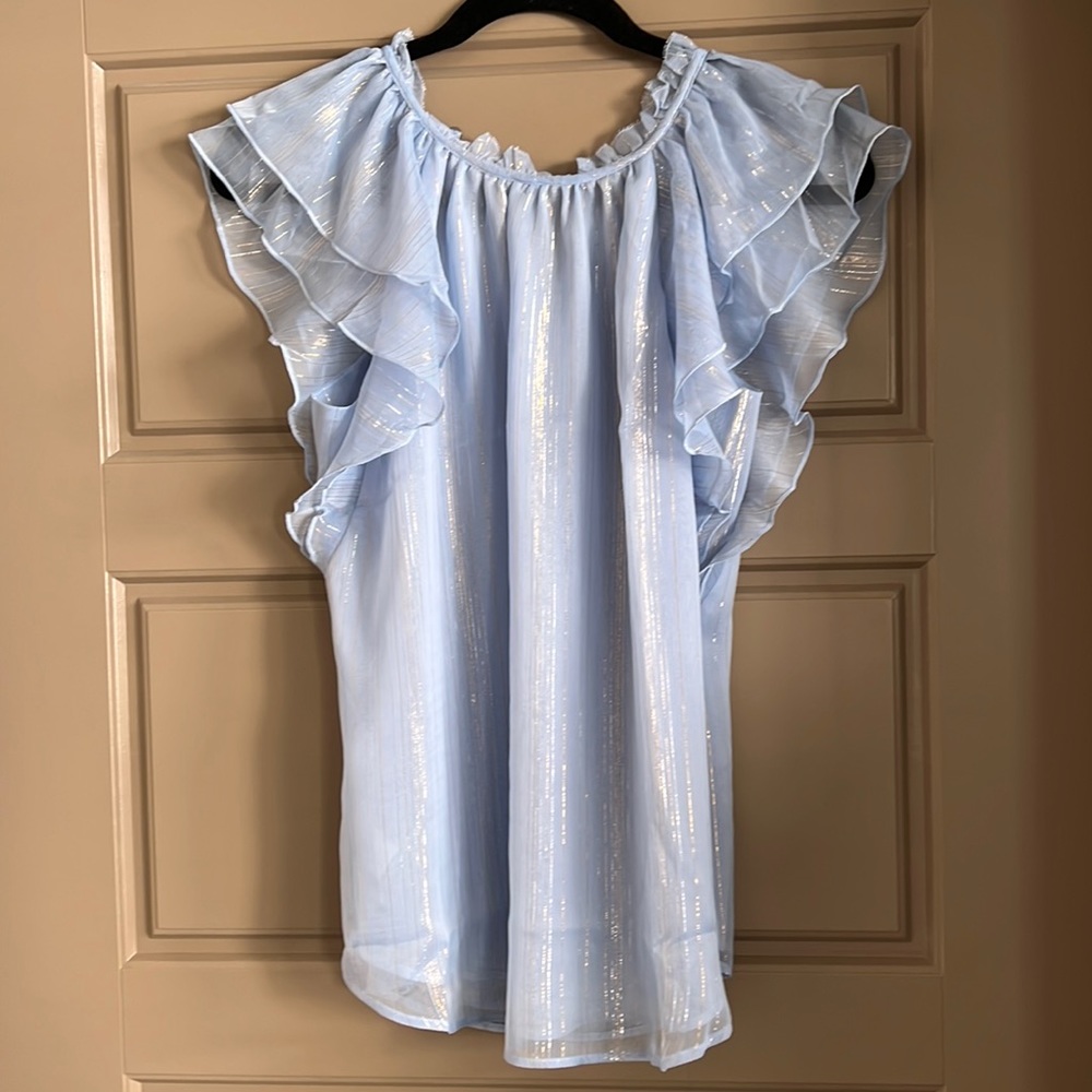 LOFT Shimmer Ruffle Shell
